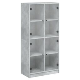 Berkfield Home Highboard with Doors Concrete Grey 68x37x142 cm Engineered Wood - Size: 68 x 37 x 142 cm - thumbnail 2