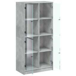 Berkfield Home Highboard with Doors Concrete Grey 68x37x142 cm Engineered Wood - Size: 68 x 37 x 142 cm - thumbnail 6