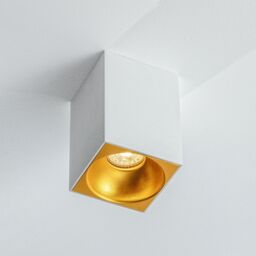 CGC Lighting 'Sandra' White Square Single Ceiling Spotlight With Gold Reflector - thumbnail 2