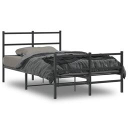 Berkfield Home Metal Bed Frame without Mattress with Footboard¬†Black 120x190cm in Black - Size: 120x190 cm - thumbnail 1