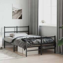 Berkfield Home Metal Bed Frame without Mattress with Footboard¬†Black 120x190cm in Black - Size: 120x190 cm - thumbnail 4