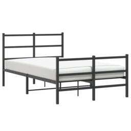 Berkfield Home Metal Bed Frame without Mattress with Footboard¬†Black 120x190cm in Black - Size: 120x190 cm - thumbnail 2