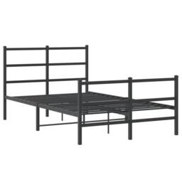 Berkfield Home Metal Bed Frame without Mattress with Footboard¬†Black 120x190cm in Black - Size: 120x190 cm - thumbnail 3