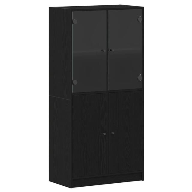 Berkfield Home Highboard with Doors Black Oak 68x37x142 cm Engineered Wood - Size: 68 x 37 x 142 cm - image 1