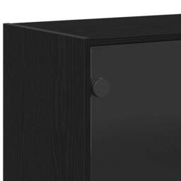 Berkfield Home Highboard with Doors Black Oak 68x37x142 cm Engineered Wood - Size: 68 x 37 x 142 cm - thumbnail 9