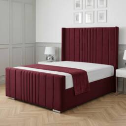 Living Comfort Bedz Cambridge Wingback Ottoman Gas Lift Storage Bed with 48 Inch Headboard in Maroon - Size: Super King - thumbnail 1