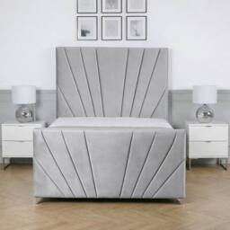 Living Comfort Bedz Lumina Plush Velvet Upholstered Bed Slatted Base with 48Inch Headboard in Silver - Size: Single - thumbnail 2