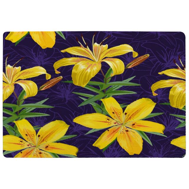 Benjamin Tate Design Yellow Lily Flowers Designer Rug in Natural - Size: Large - image 1