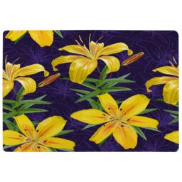 Benjamin Tate Design Yellow Lily Flowers Designer Rug in Natural - Size: Large - thumbnail 1