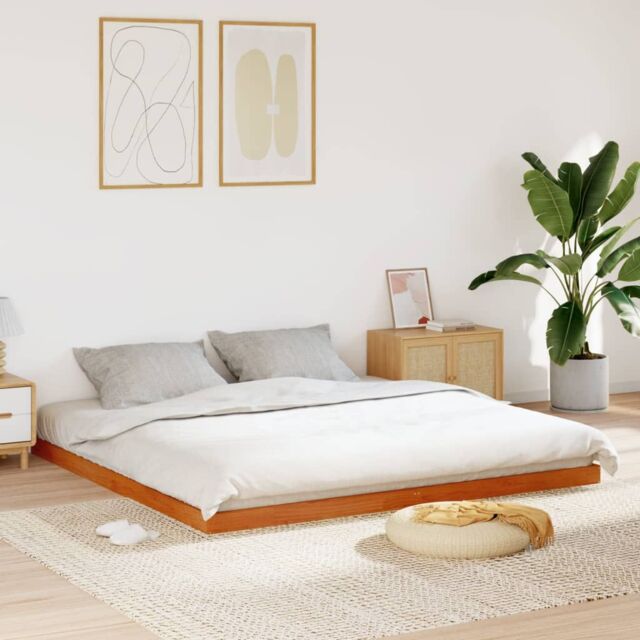 Berkfield Home Bed Frame without Mattress Wax Brown 200x200 cm Solid Wood Pine - image 1