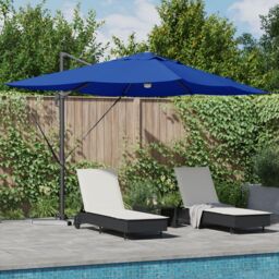 Berkfield Home Azure Blue Cantilever Umbrella Azure blue Polyester canopy Large - thumbnail 1