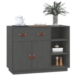 Berkfield Home Sideboard Grey 98.5x40x75 cm Solid Wood Pine - thumbnail 4