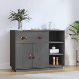 Berkfield Home Sideboard Grey 98.5x40x75 cm Solid Wood Pine - thumbnail 2