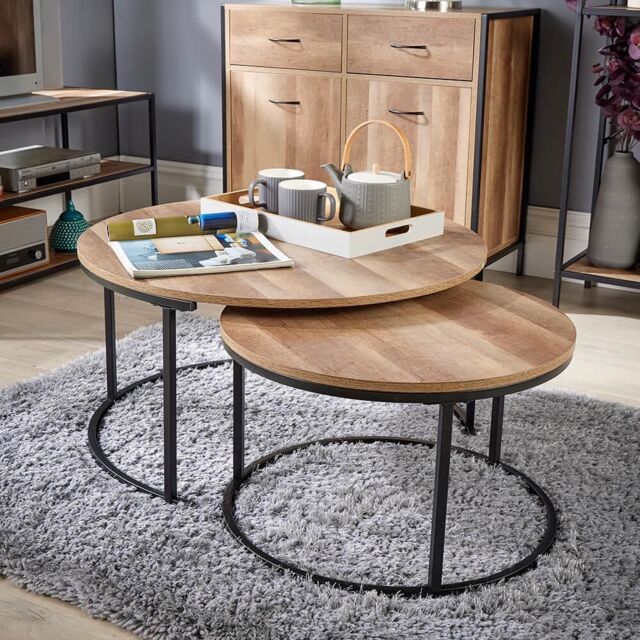 Home Source Oak TV Stand Coffee Nest Table Sideboard Living Room Bookshelf Console in Light Oak - image 1