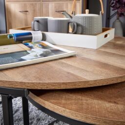 Home Source Oak TV Stand Coffee Nest Table Sideboard Living Room Bookshelf Console in Light Oak - thumbnail 5
