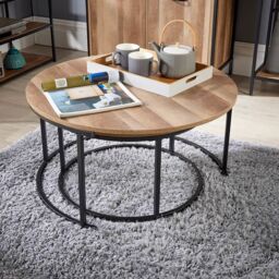Home Source Oak TV Stand Coffee Nest Table Sideboard Living Room Bookshelf Console in Light Oak - thumbnail 2