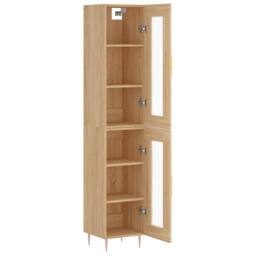 Berkfield Home Highboard Sonoma Oak 34.5x34x180 cm Engineered Wood in Light Tan - thumbnail 4