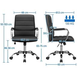 Kelvenix Home Office Chair Leather Black - Size: 0.6m2 - thumbnail 2
