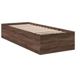 Berkfield Home Modern Bed Frame without Mattress Brown Oak 100x200 cm - thumbnail 6