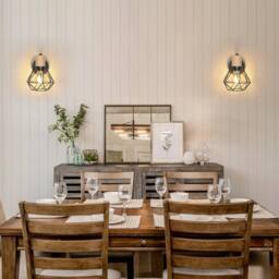 COMELY Set of 2 Industrial Wall Lights, 360° Adjustable Wooden Wall Lights in Black - thumbnail 4