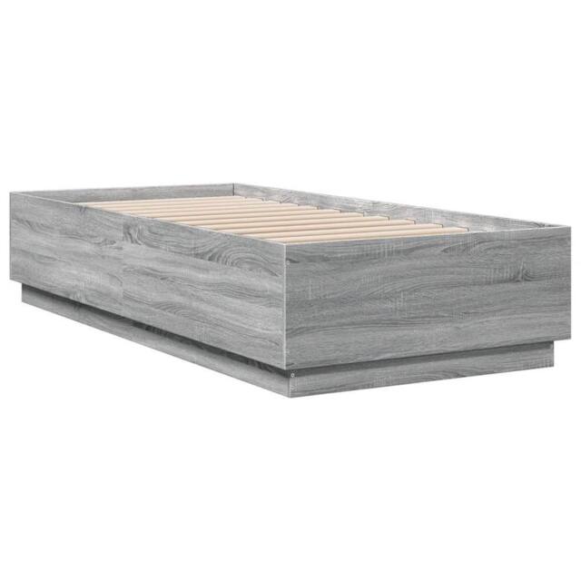Berkfield Home Durable Bed Frame with LED without Mattress Grey Sonoma 100x200 cm - image 1