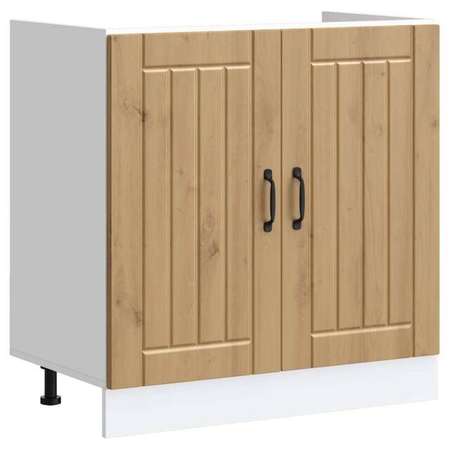Berkfield Home Sink Base Cabinet Lucca Artisan Oak Engineered Wood in Brown - image 1