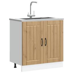 Berkfield Home Sink Base Cabinet Lucca Artisan Oak Engineered Wood in Brown - thumbnail 3