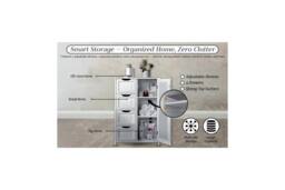 Hygrad Built to Survive Bathroom Floor Cupboard Wooden Cabinet Storage Unit with 4 Draw 1 Door in White - thumbnail 6