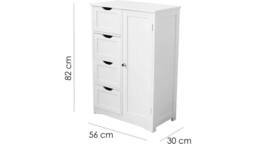 Hygrad Built to Survive Bathroom Floor Cupboard Wooden Cabinet Storage Unit with 4 Draw 1 Door in White - thumbnail 2