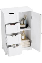 Hygrad Built to Survive Bathroom Floor Cupboard Wooden Cabinet Storage Unit with 4 Draw 1 Door in White - thumbnail 5