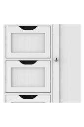 Hygrad Built to Survive Bathroom Floor Cupboard Wooden Cabinet Storage Unit with 4 Draw 1 Door in White - thumbnail 7