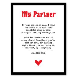 "Artery8 Love Poem My Everything Partner Romantic Poetry Framed Art Print in White - Size: W12"" x H16""" - thumbnail 1