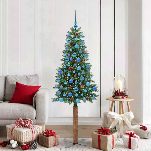 Berkfield Home Slim Christmas Tree Green 180 cm PVC & Solid Pine wood - image 1