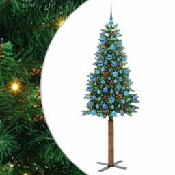 Berkfield Home Slim Christmas Tree Green 180 cm PVC & Solid Pine wood - thumbnail 2