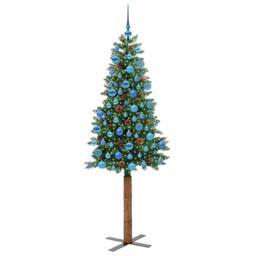 Berkfield Home Slim Christmas Tree Green 180 cm PVC & Solid Pine wood - thumbnail 3
