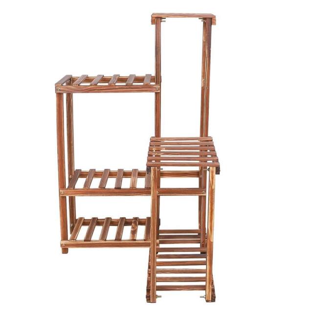 NESTLUNE Wood Plant Flower Stand Pots Planter Racks in Brown - Size: 100 cm x 15 cm - image 1