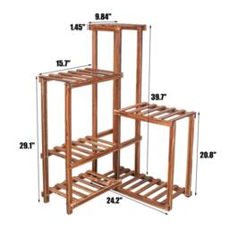 NESTLUNE Wood Plant Flower Stand Pots Planter Racks in Brown - Size: 100 cm x 15 cm - thumbnail 2