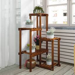 NESTLUNE Wood Plant Flower Stand Pots Planter Racks in Brown - Size: 100 cm x 15 cm - thumbnail 4