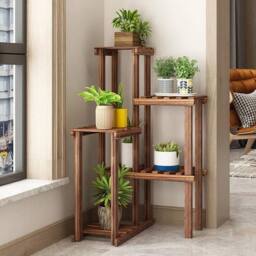 NESTLUNE Wood Plant Flower Stand Pots Planter Racks in Brown - Size: 100 cm x 15 cm - thumbnail 6