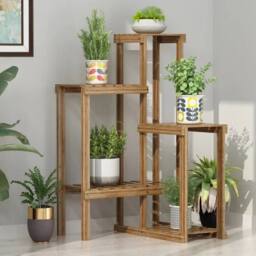 NESTLUNE Wood Plant Flower Stand Pots Planter Racks in Brown - Size: 100 cm x 15 cm - thumbnail 5