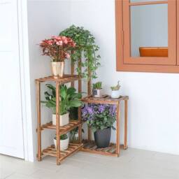 NESTLUNE Wood Plant Flower Stand Pots Planter Racks in Brown - Size: 100 cm x 15 cm - thumbnail 3