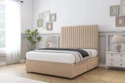 "Sloomy Manhattan Plush Divan Bed Base 4 Drawers - 54"" Headboard in Stone - Size: King" - thumbnail 3