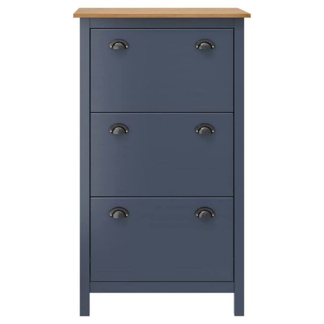 Berkfield Home Shoe Cabinet Hill Grey 72x35x124 cm Solid Pine Wood in Dark Navy - Size: 72 x 35 x 124 cm - image 1