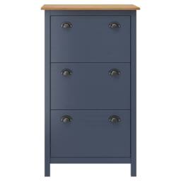 Berkfield Home Shoe Cabinet Hill Grey 72x35x124 cm Solid Pine Wood in Dark Navy - Size: 72 x 35 x 124 cm