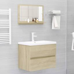 Berkfield Home Durable Bathroom Mirror Sonoma Oak 60x10.5x37 cm Engineered Wood in Light Brown - thumbnail 6