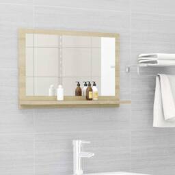 Berkfield Home Durable Bathroom Mirror Sonoma Oak 60x10.5x37 cm Engineered Wood in Light Brown - thumbnail 2