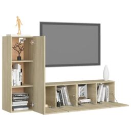 Berkfield Home 3 Piece TV Cabinet Set Sonoma Oak Engineered Wood in Brown - thumbnail 3