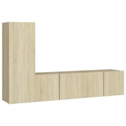 Berkfield Home 3 Piece TV Cabinet Set Sonoma Oak Engineered Wood in Brown - thumbnail 2