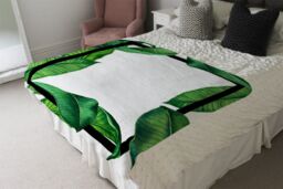 Benjamin Tate Design Botanical & Black Border Blanket in Natural - Size: 120 cm x 150 cm - thumbnail 3