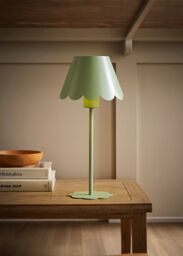 ValueLights Hattie Rechargeable Metal Scalloped Edge Portable Table Lamp in Pale Green - thumbnail 1